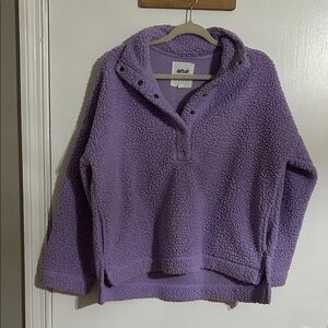 aerie Purple Plush Snap-Front Sherpa Pullover